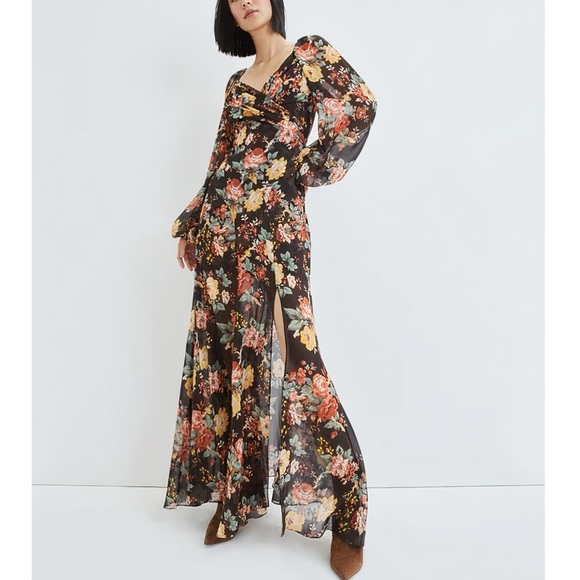 Veronica Beard Maxi Silk Floral Long-Sleeve Avani Dress - Picture 3 of 8